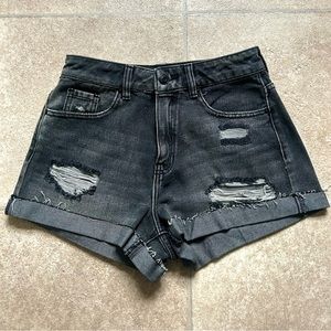 PacSun Black Distressed Denim Mom Shorts